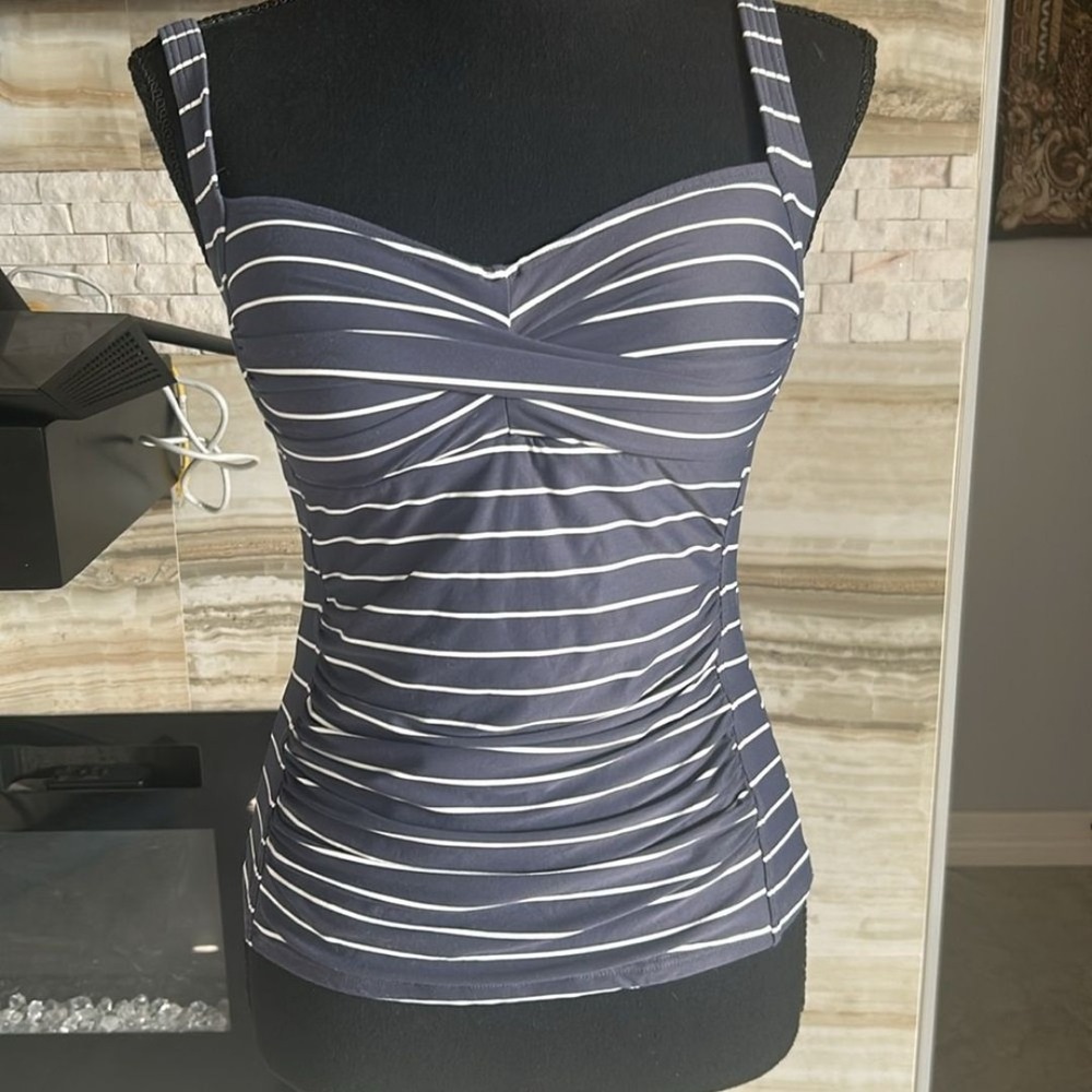 Bond-Eye‎ Australia Women's Blue White Pin Striped Tankini Top. Size 10